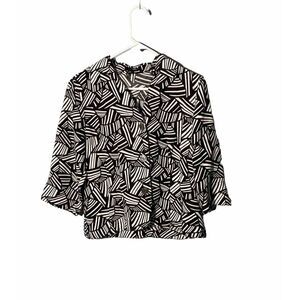 East 5th Linen Blend 3/4‎ Sleeve Black White Blazer Sz PM